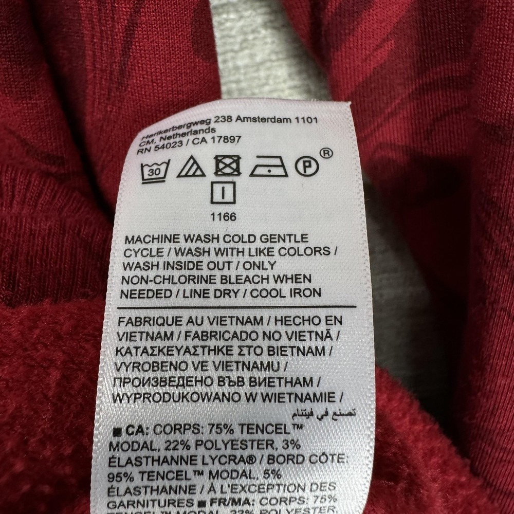Athleta Sweatshirt Womens Small Red Paisley V Neck Fleece Stretch Pullover Gym - Picture 8 of 12